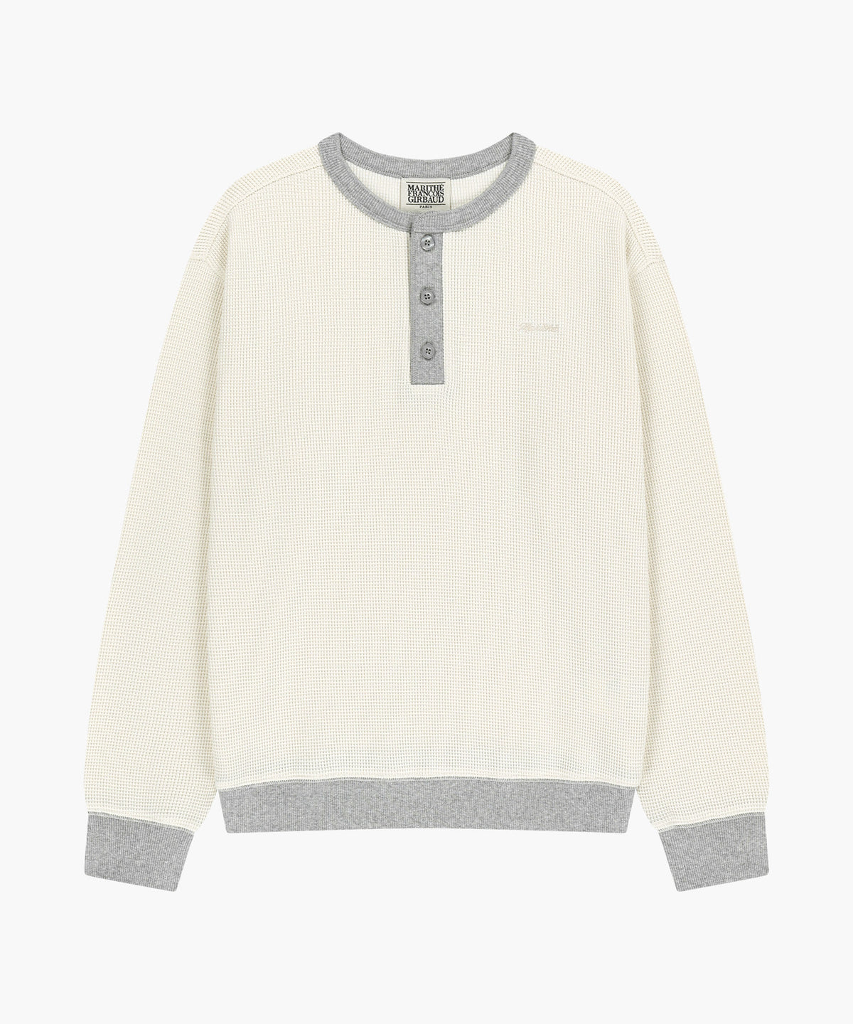 Marithe & Francois Girbaud - Waffle Henley Neck Sweatshirt (Ivory) product image 1 | TRAB K-Fashion Australia