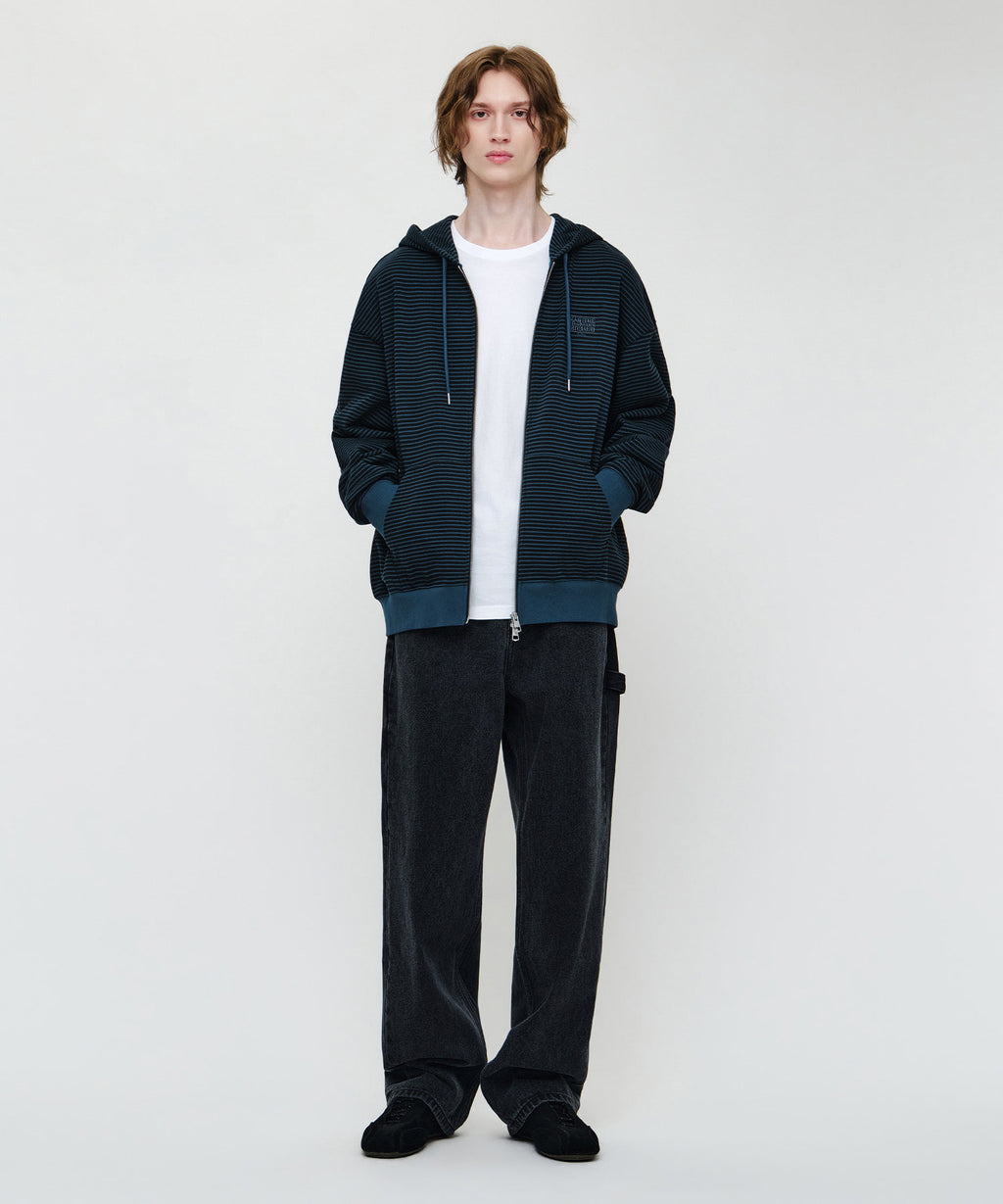 Marithe & Francois Girbaud - Small Classic Logo Stripe Oversized Hoodie Zipup (Dark Blue) product image 5 | TRAB K-Fashion Australia