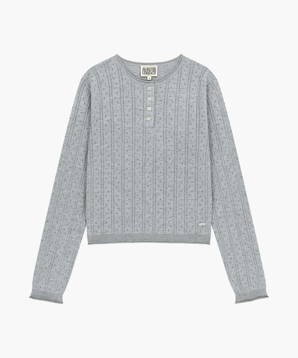 Marithe & Francois Girbaud - Crochet Half Button Knit (Melange Gray) product image 6 | TRAB K-Fashion Australia