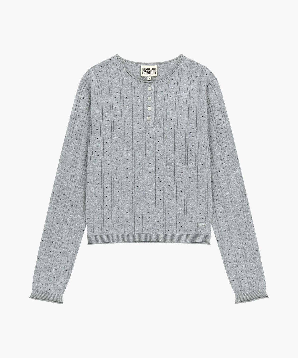 Marithe & Francois Girbaud - Crochet Half Button Knit (Melange Gray) product image 6 | TRAB K-Fashion Australia