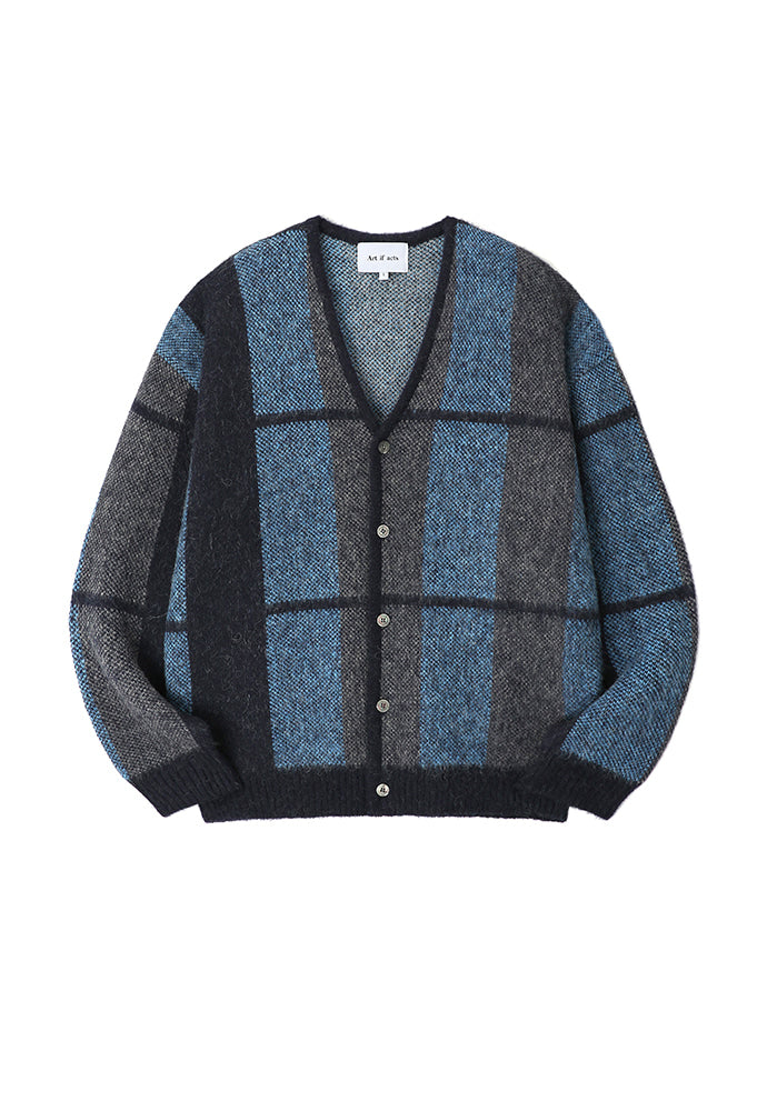 Art if acts - Mohair Ombre Check Cardigan (Dark Navy) product image 6 | TRAB K-Fashion Australia