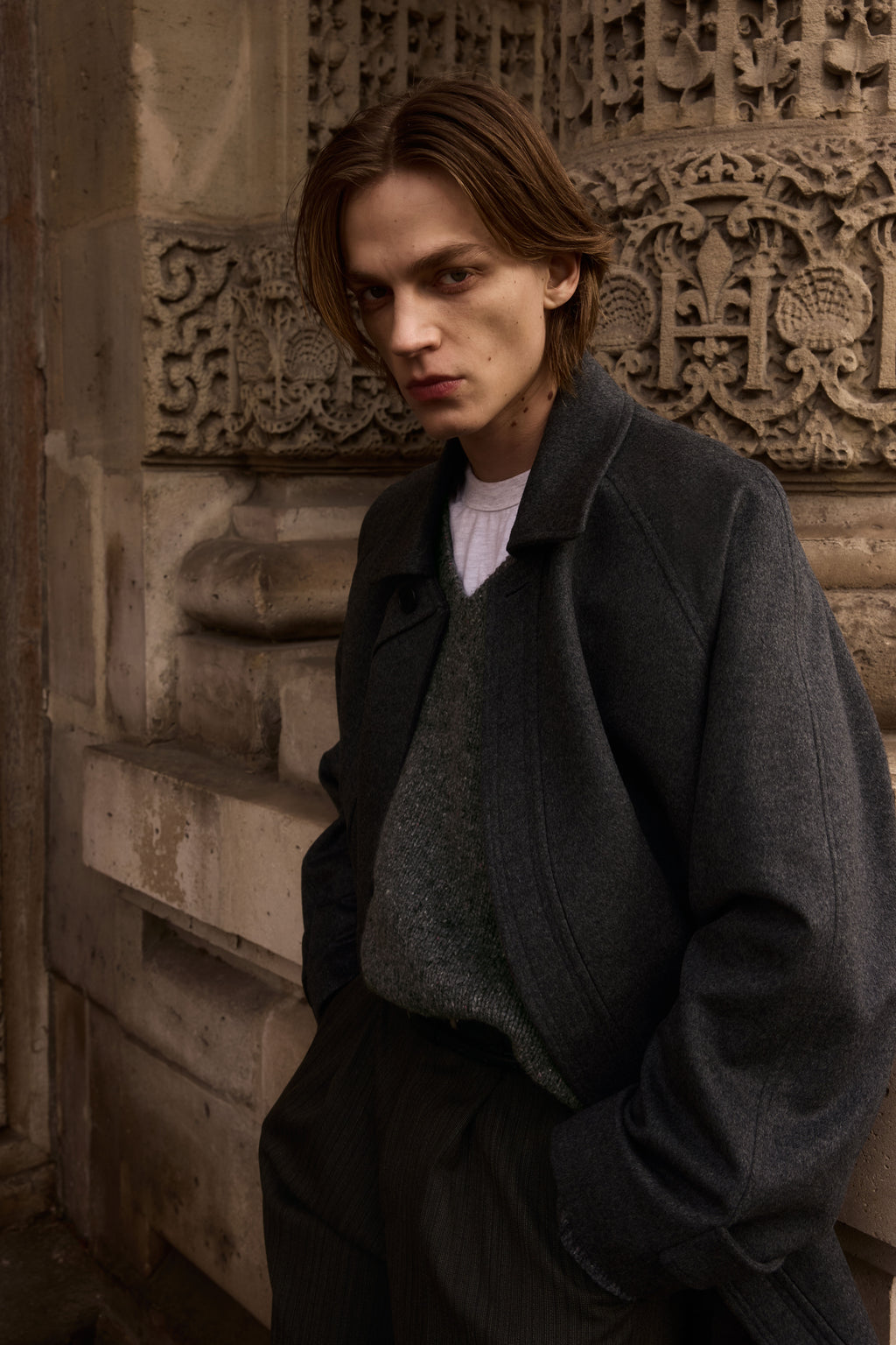 STU - Curved Double Line Mac Coat In Cashmere (Charcoal) product image 7 | TRAB K-Fashion Australia