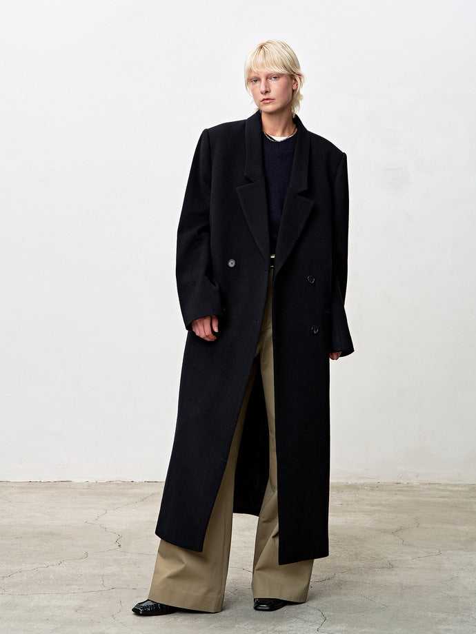 Tonywack - Tailored Double-Breasted Maxi Coat (Navy) product image 8 | TRAB K-Fashion Australia