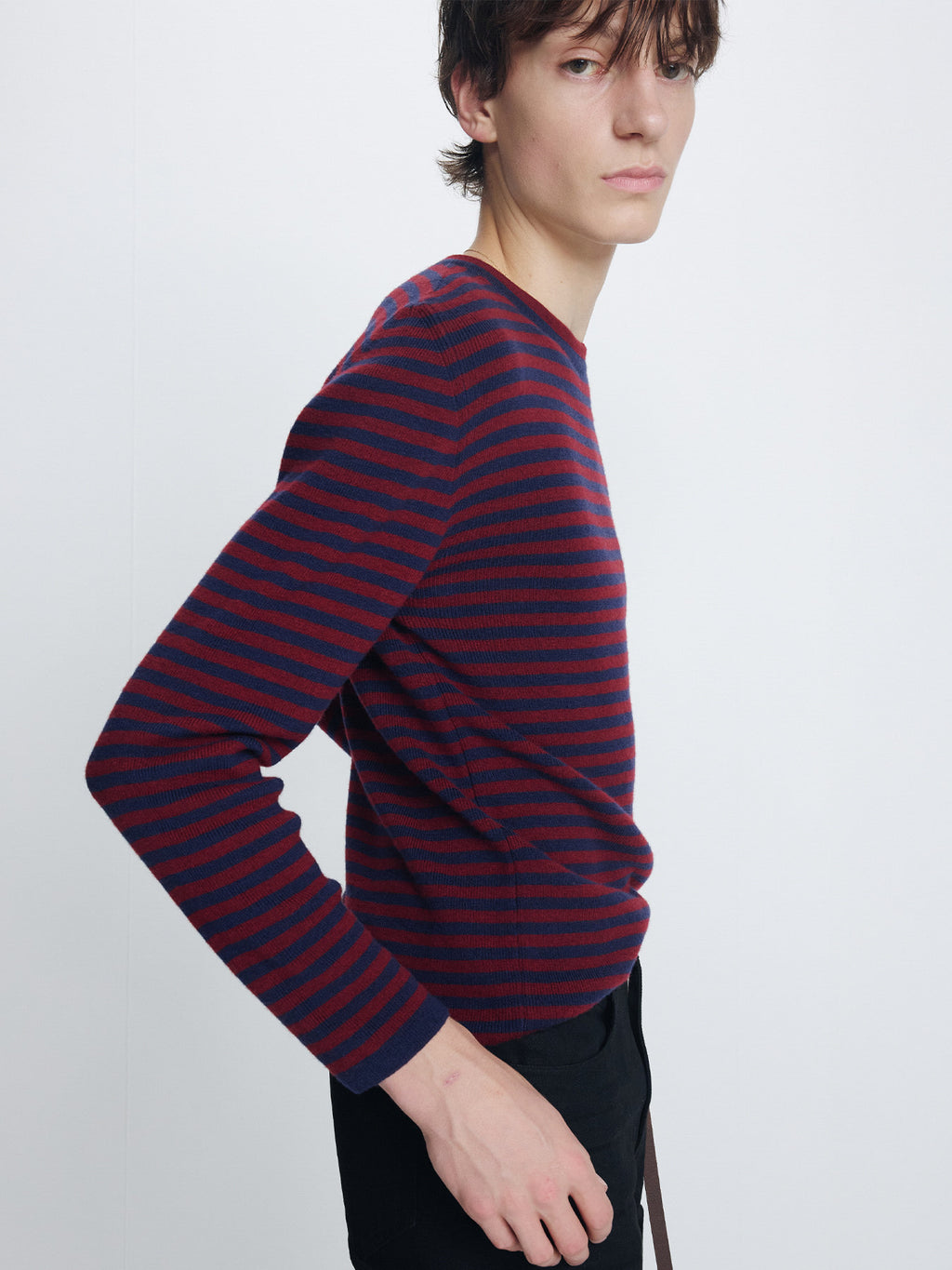 Tonywack - Merino Wool Essential Stripe Knit (Navy/Maroon) product image 1 | TRAB K-Fashion Australia