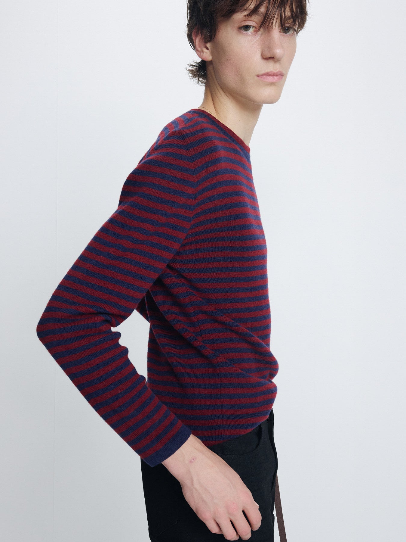 Tonywack - Merino Wool Essential Stripe Knit (Navy/Maroon) product image 1 | TRAB K-Fashion Australia