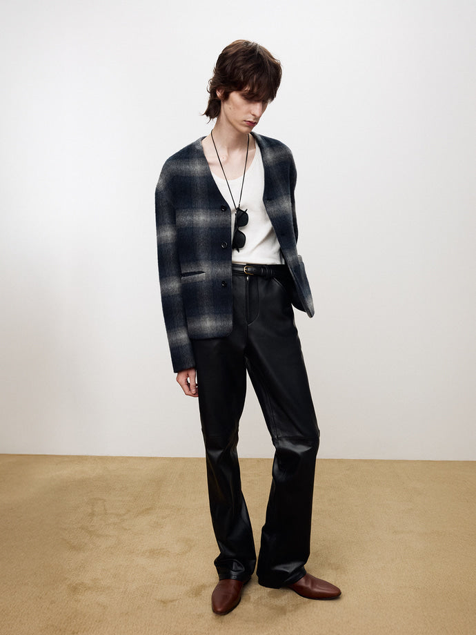 Tonywack - Checked Mohair Blouson (Italian Fabric) (Navy/Grey) product image 4 | TRAB K-Fashion Australia