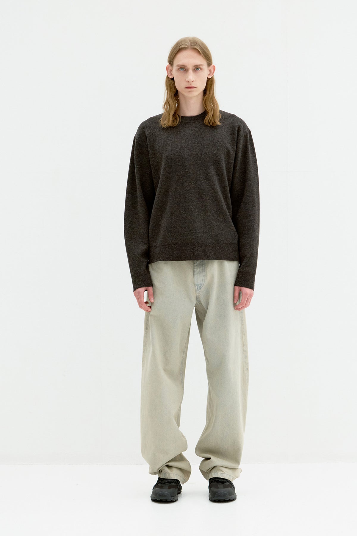 Coor - Merino Wool Crewneck Sweater (Melange Brown) product image 2 | TRAB K-Fashion Australia