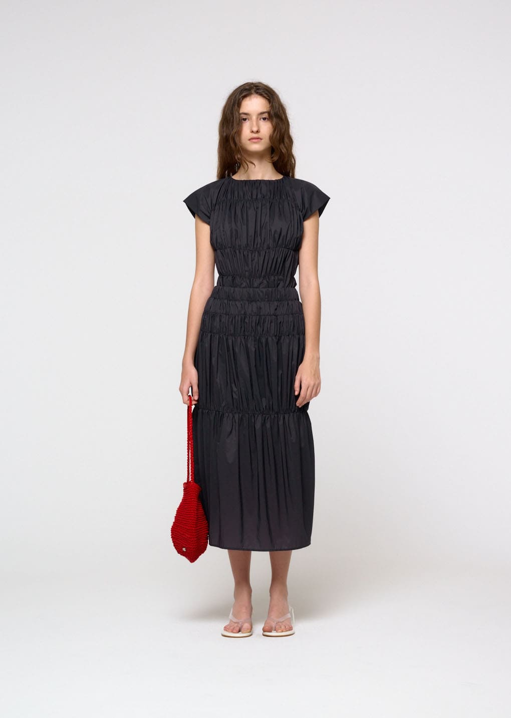 Amomento - Nylon Shirring Dress (Charcoal) product image 2 | TRAB K-Fashion Australia