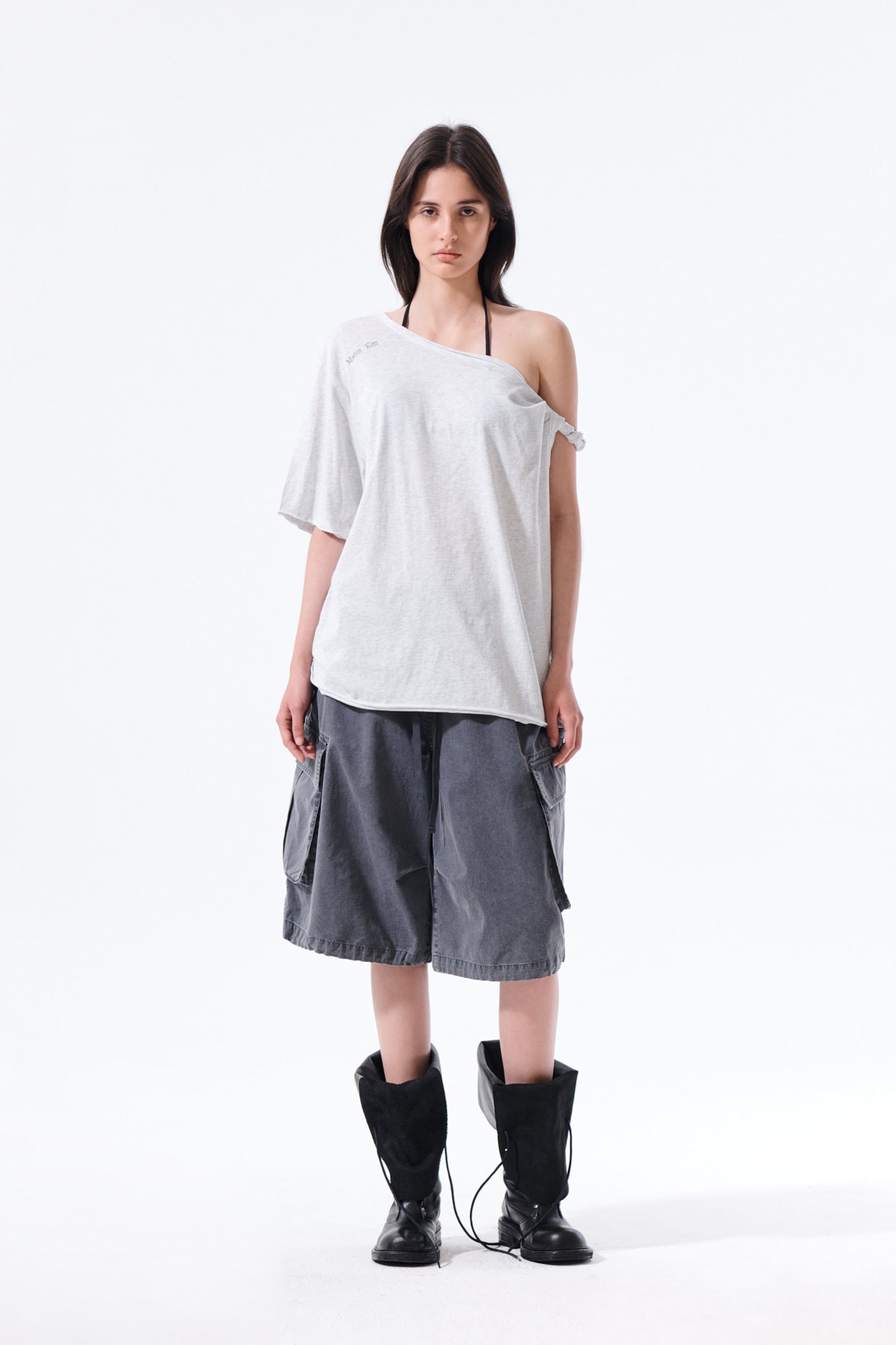 Matin Kim - Asymmetric Off Shoulder Top (Light Grey) product image 9 | TRAB K-Fashion Australia