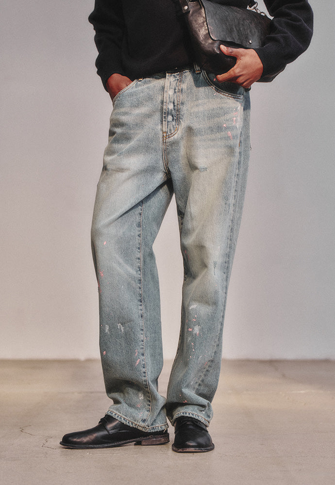 Art if acts - Painted Regular 5P Denim Pants (Used Light Blue) product image 2 | TRAB K-Fashion Australia