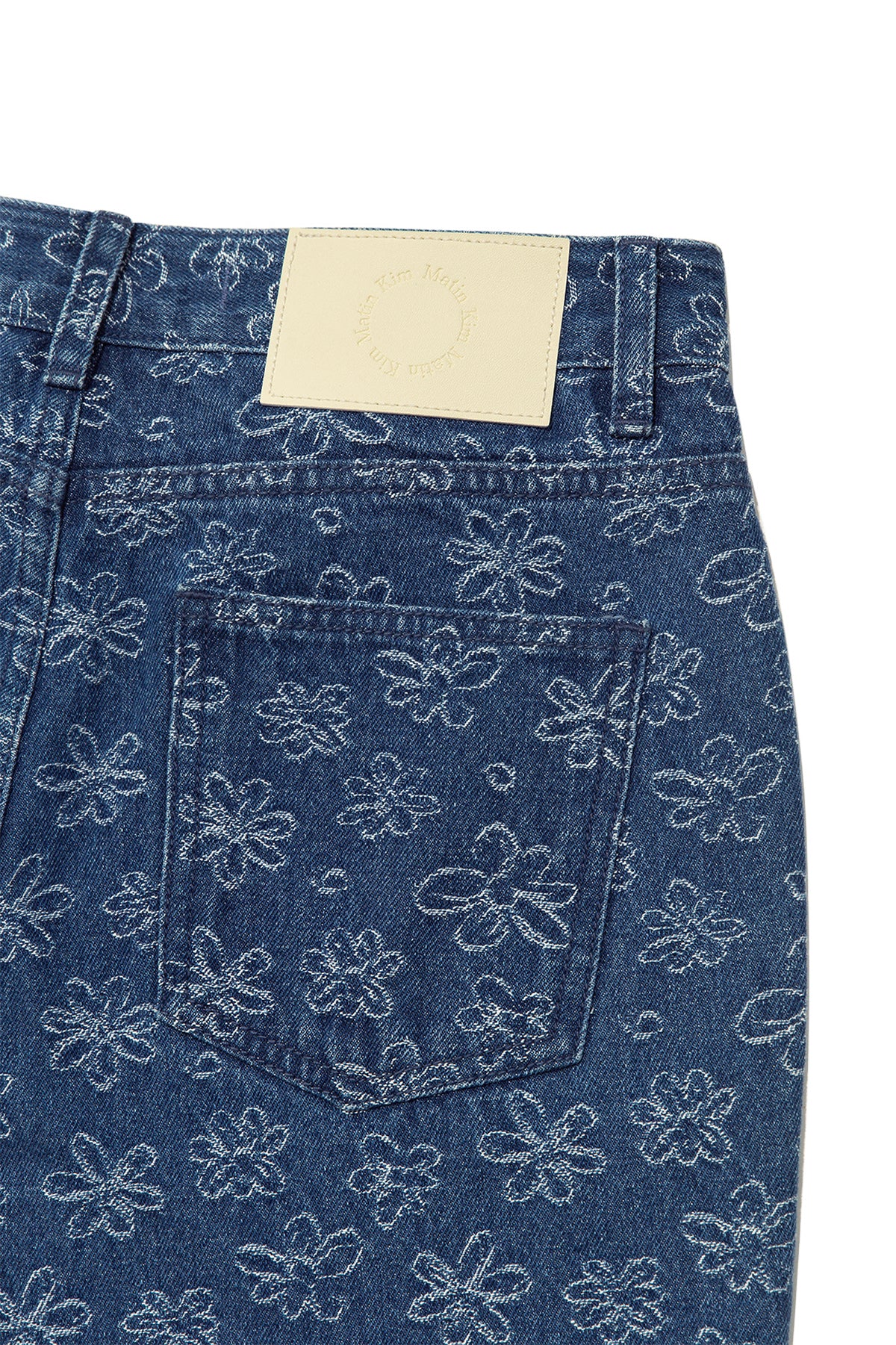 Matin Kim - Flower Pattern Flare Denim Pants (Blue) product image 6 | TRAB K-Fashion Australia