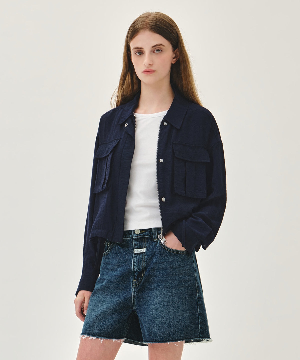 Marithe & Francois Girbaud - Crop Sheer Jacket (Navy) product image 2 | TRAB K-Fashion Australia
