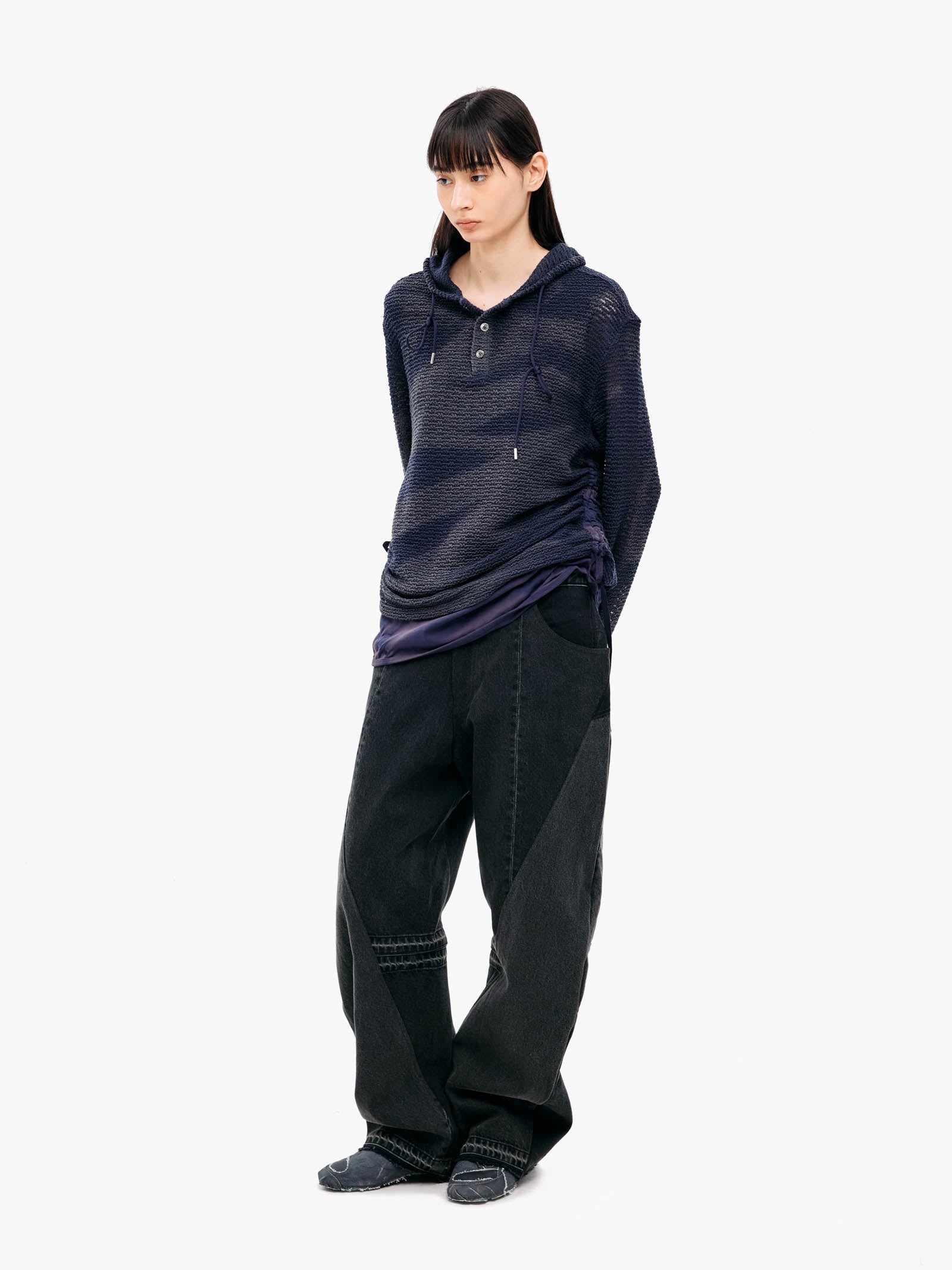 Jiyong Kim - Sun-Bleached Layered Net Hoodie (Purple) product image 5 | TRAB K-Fashion Australia