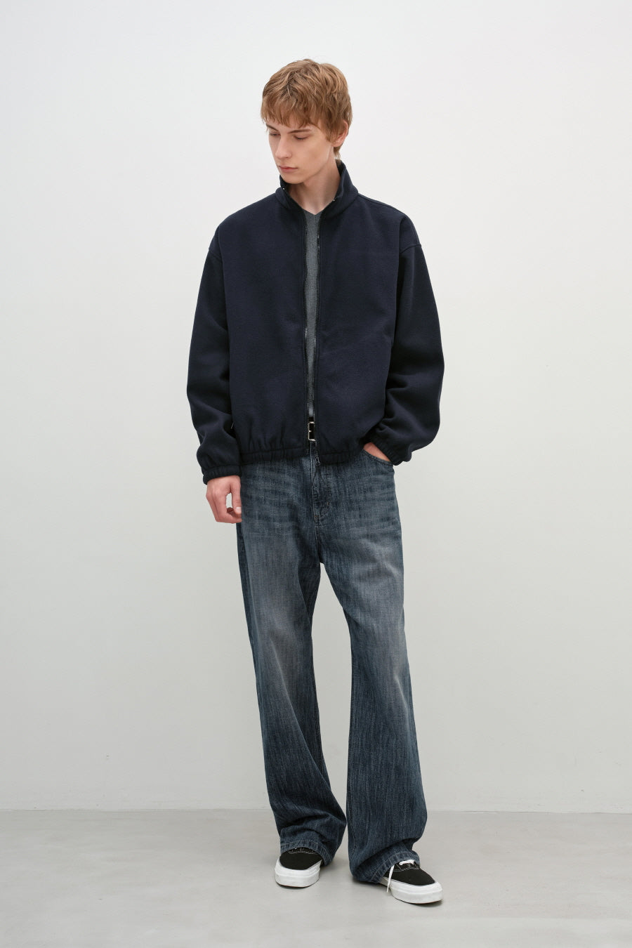 Insilence - Fleece Full Zip-Up Jumper (Navy) product image 6 | TRAB K-Fashion Australia