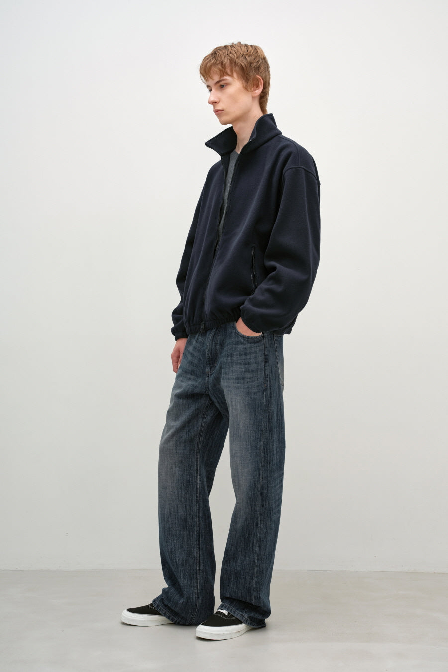 Insilence - Honeycomb Denim Pants (Mid Blue) product image 2 | TRAB K-Fashion Australia