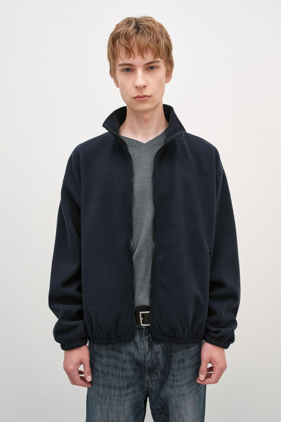 Insilence - Fleece Full Zip-Up Jumper (Navy) product image 1 | TRAB K-Fashion Australia