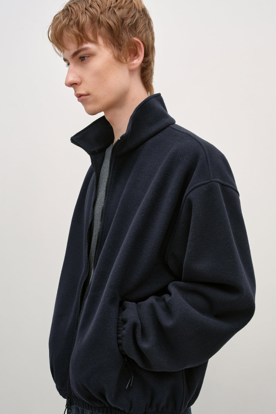 Insilence - Fleece Full Zip-Up Jumper (Navy) product image 4 | TRAB K-Fashion Australia