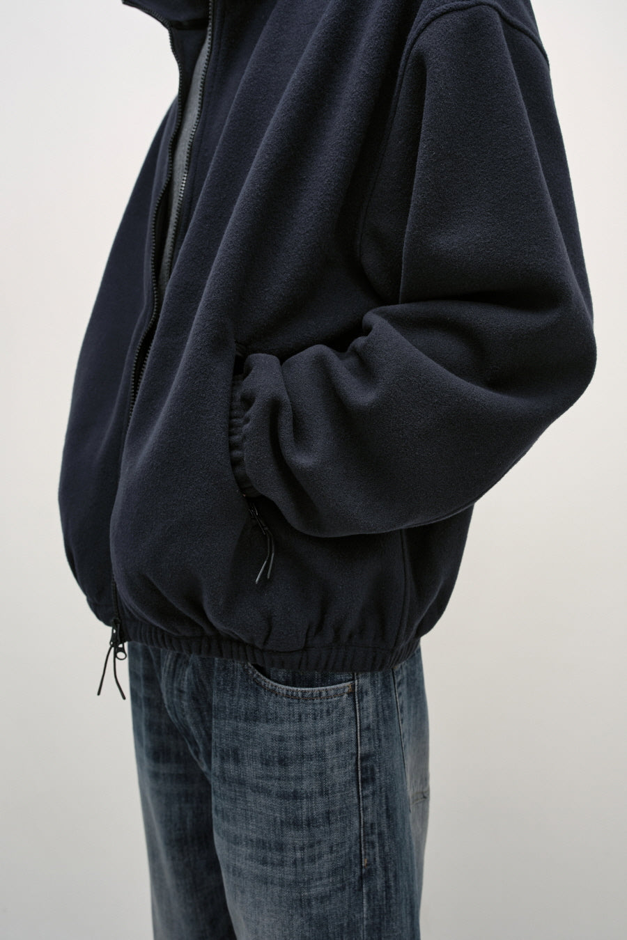 Insilence - Fleece Full Zip-Up Jumper (Navy) product image 5 | TRAB K-Fashion Australia