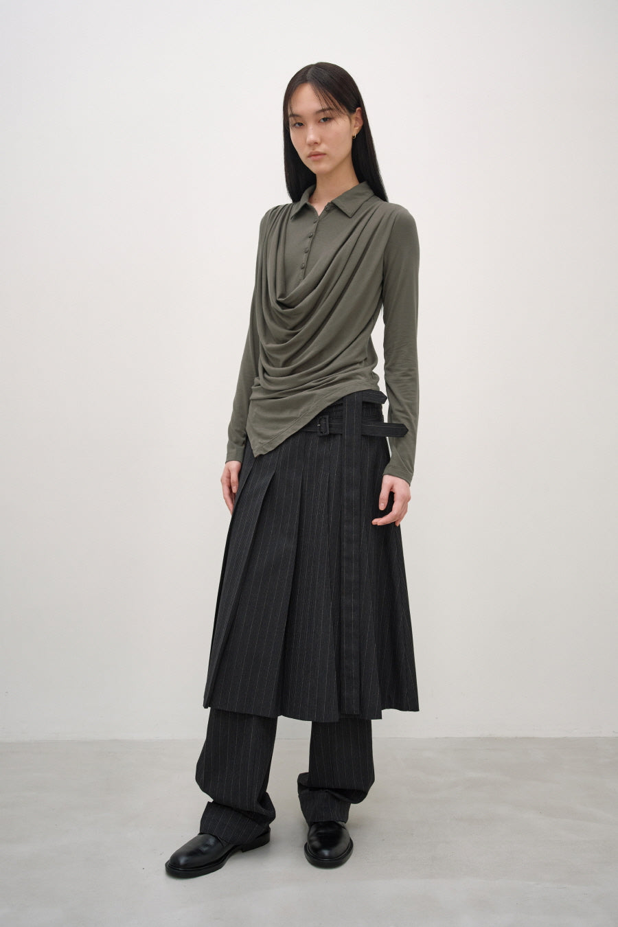 Insilence - Cowl Henley-Neck Long-Sleeve (Khaki) product image 4 | TRAB K-Fashion Australia
