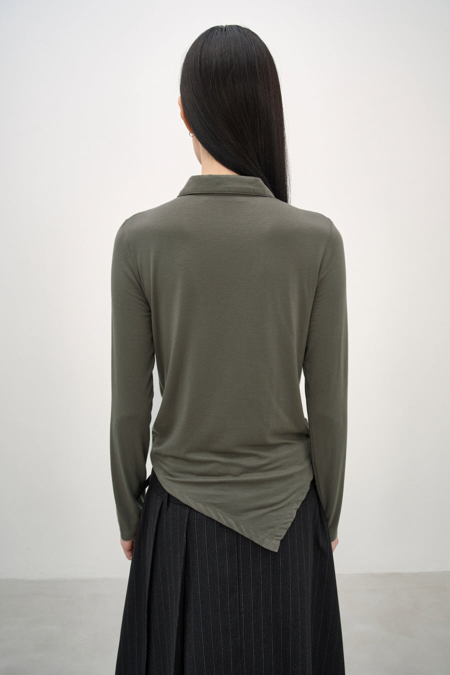 Insilence - Cowl Henley-Neck Long-Sleeve (Khaki) product image 2 | TRAB K-Fashion Australia
