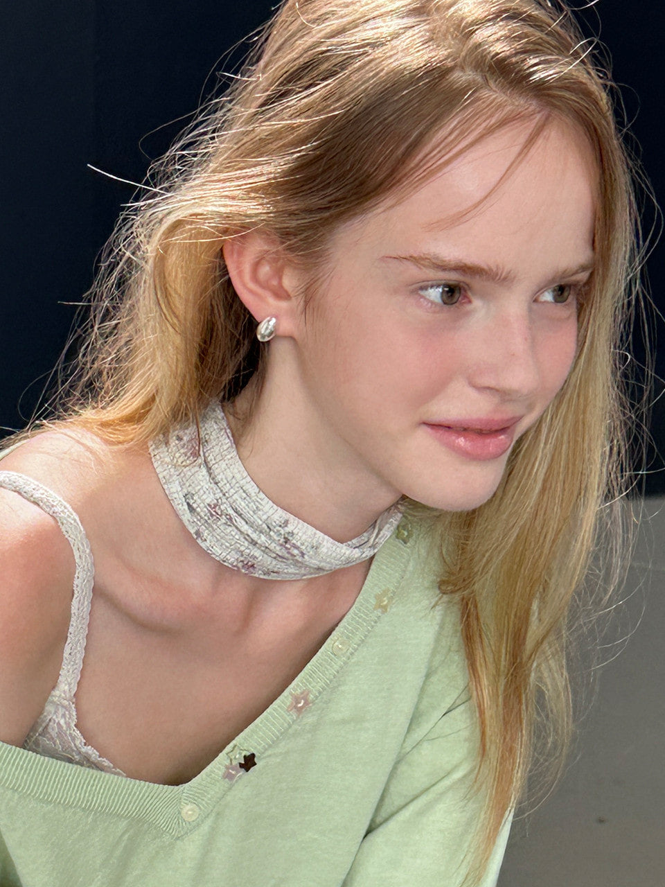 Margarin Fingers - Deep V-Neck Button Pullover (Mint) product image 2 | TRAB K-Fashion Australia