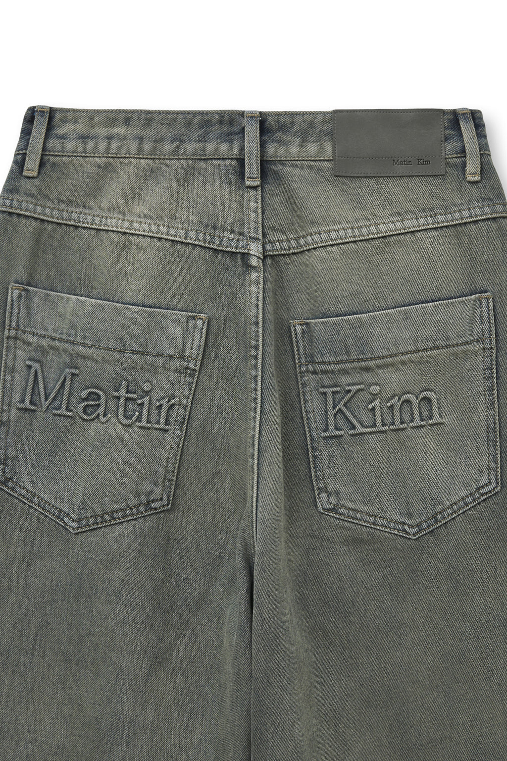 Matin Kim - Back Logo Wide Denim Pants (Smoke Blue) product image 5 | TRAB K-Fashion Australia