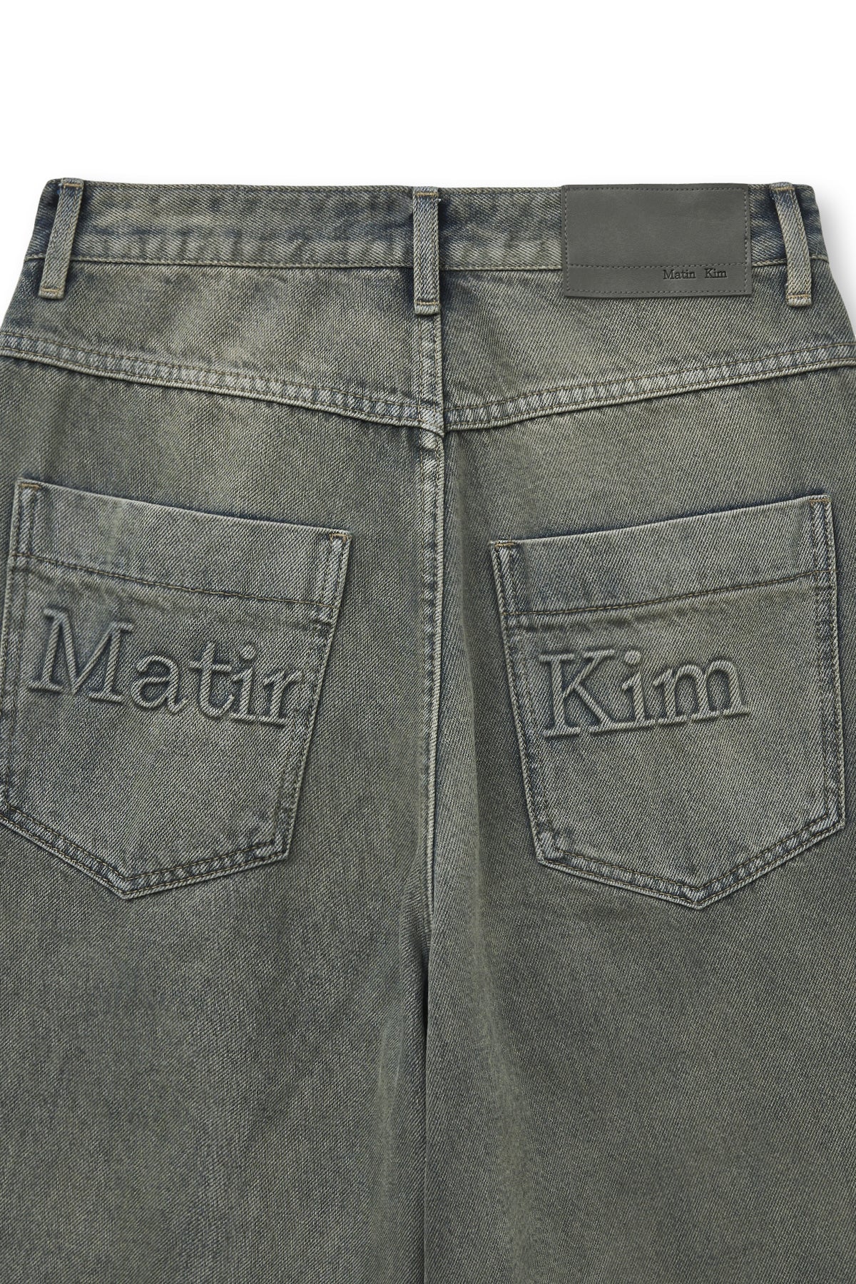 Matin Kim - Back Logo Wide Denim Pants (Smoke Blue) product image 5 | TRAB K-Fashion Australia