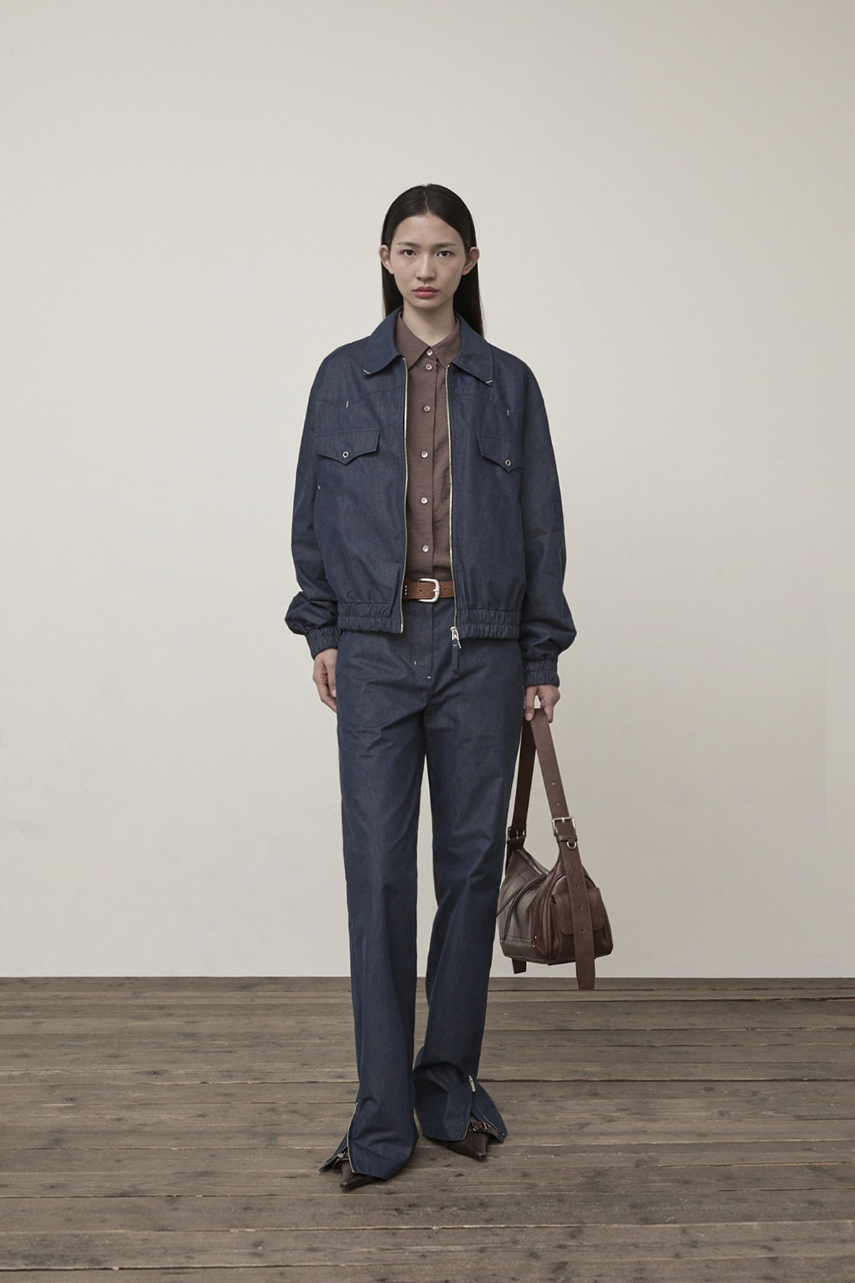 Matin Kim - Western Detail Denim Like Blouson (Navy) product image 9 | TRAB K-Fashion Australia