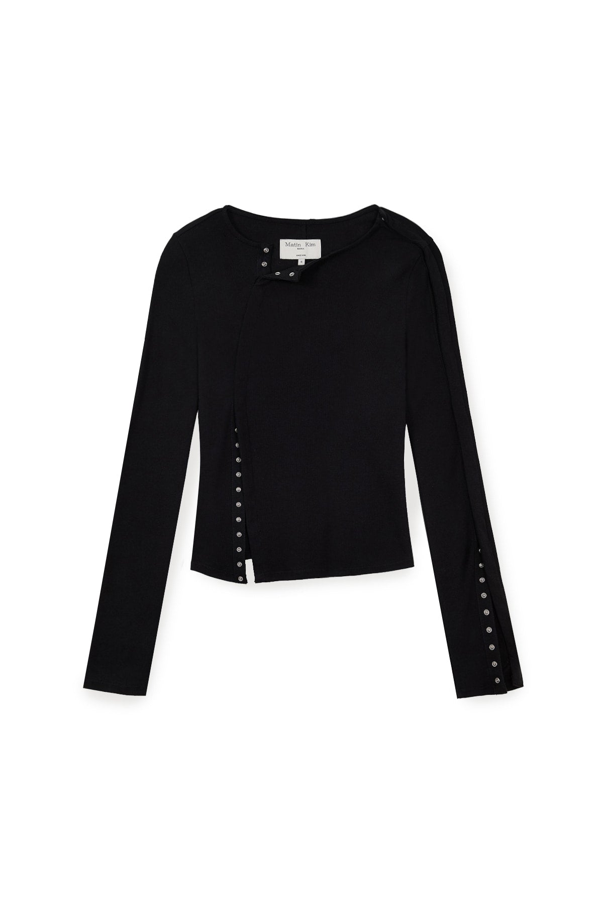 Matin Kim - Snap Detail Slim Top (Black) product image 1 | TRAB K-Fashion Australia