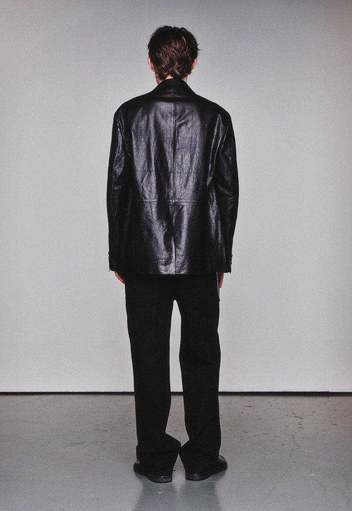Art if acts - Vegetable Leather Cutting Blazer_Italy Lambskin (Black) product image 3 | TRAB K-Fashion Australia