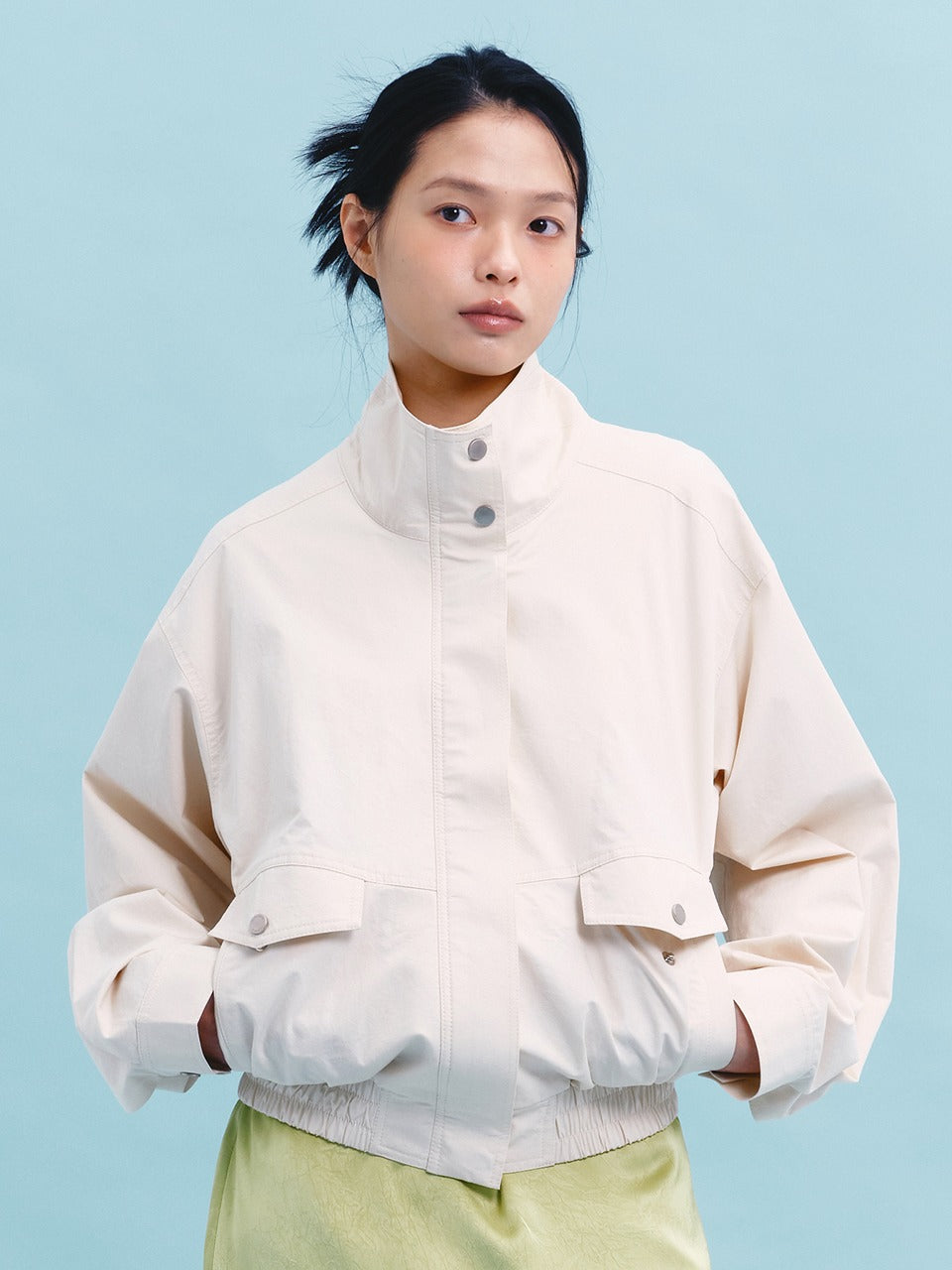 Margarin Fingers - Cotton Bomber Jacket (Cream) product image 1 | TRAB K-Fashion Australia