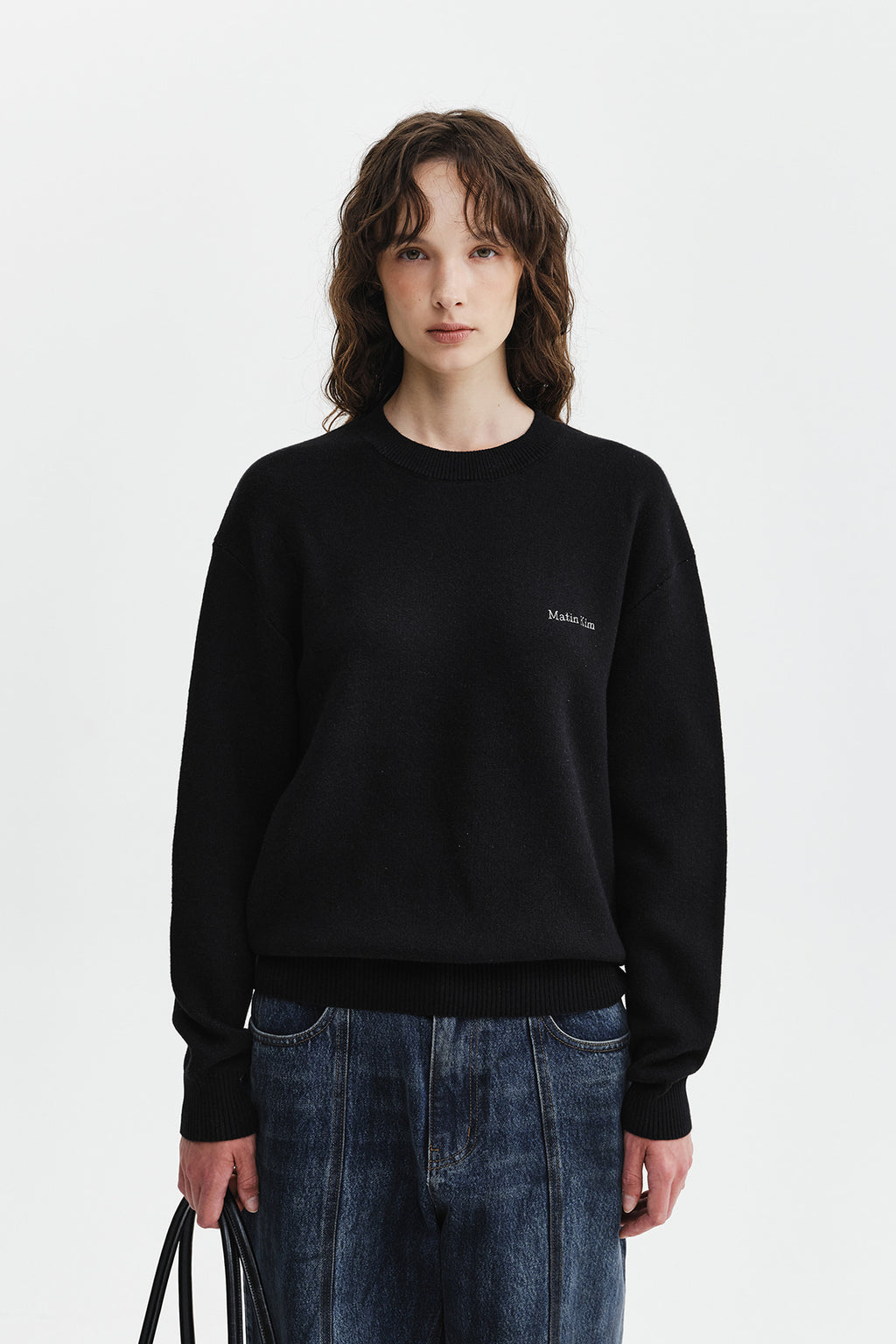 Matin Kim - Calligraphy Back Logo Knit Pullover (Black) product image 11 | TRAB K-Fashion Australia