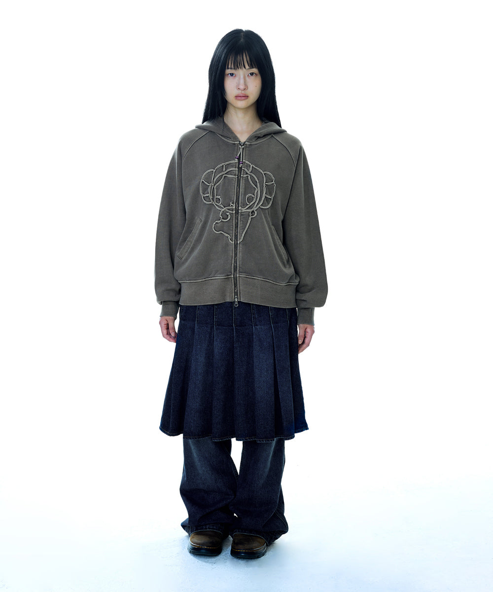 Coyseio - Vintage Tape Hood Zip-Up (Ash Brown) product image 9 | TRAB K-Fashion Australia