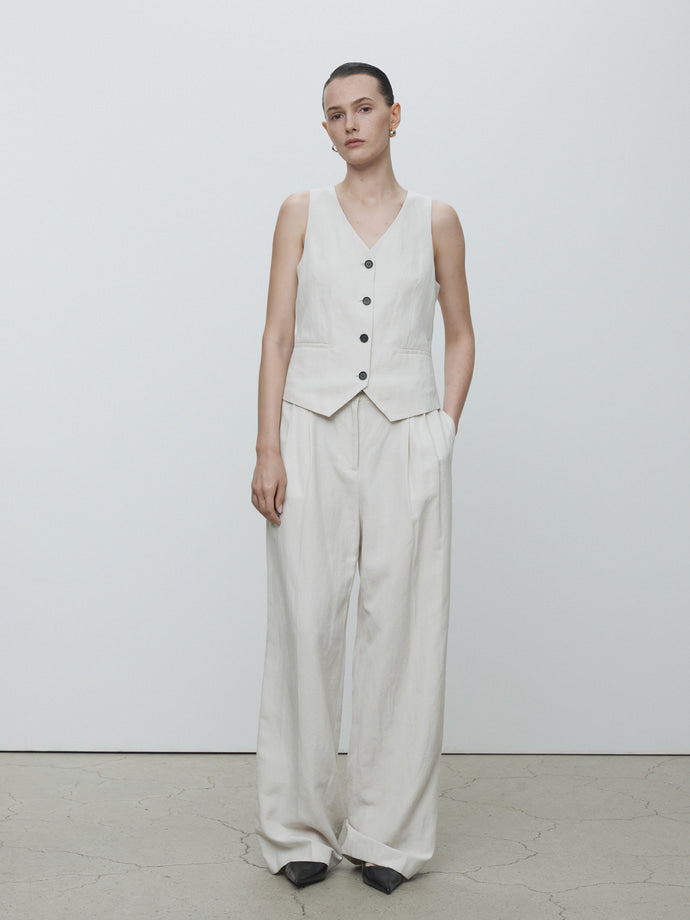 Tonywack - Linen Tailored Vest (Ivory) product image 1 | TRAB K-Fashion Australia