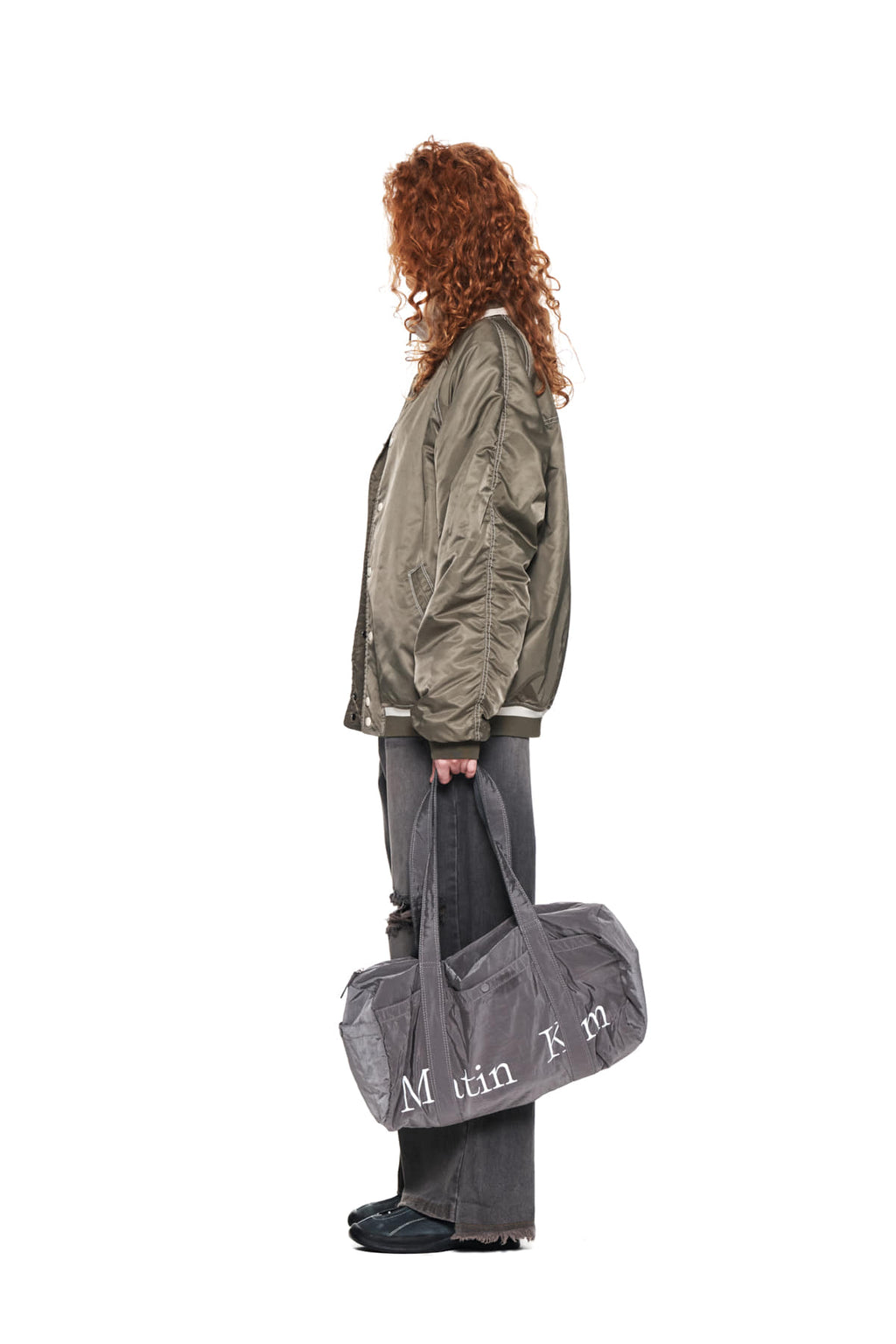Matin Kim - Raglan Stitch Varsity Jumper (Khaki) product image 6 | TRAB K-Fashion Australia