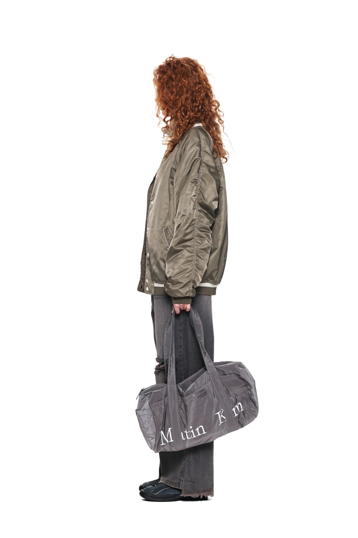 Matin Kim - Raglan Stitch Varsity Jumper (Khaki) product image 6 | TRAB K-Fashion Australia