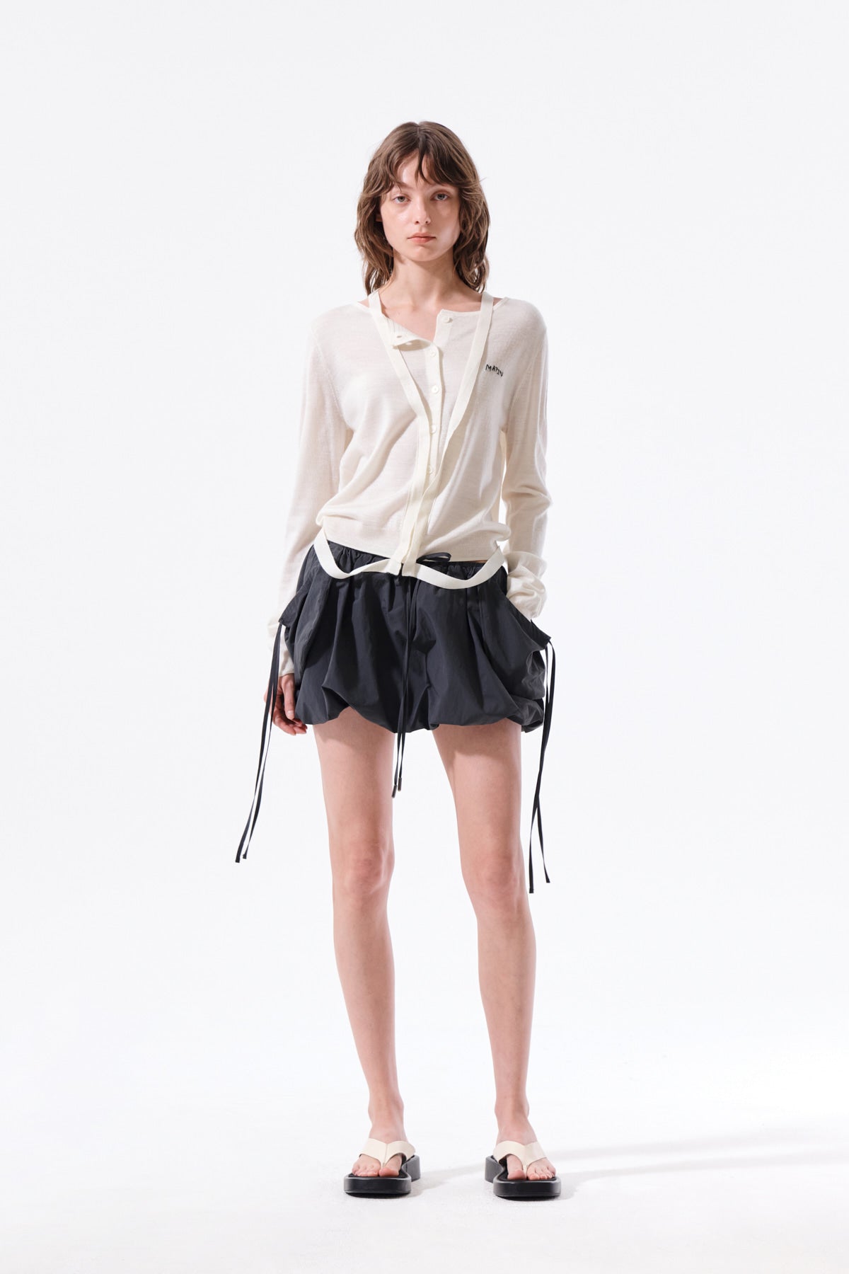 Matin Kim - Strap Detail Ballon Skirt (Charcoal) product image 9 | TRAB K-Fashion Australia
