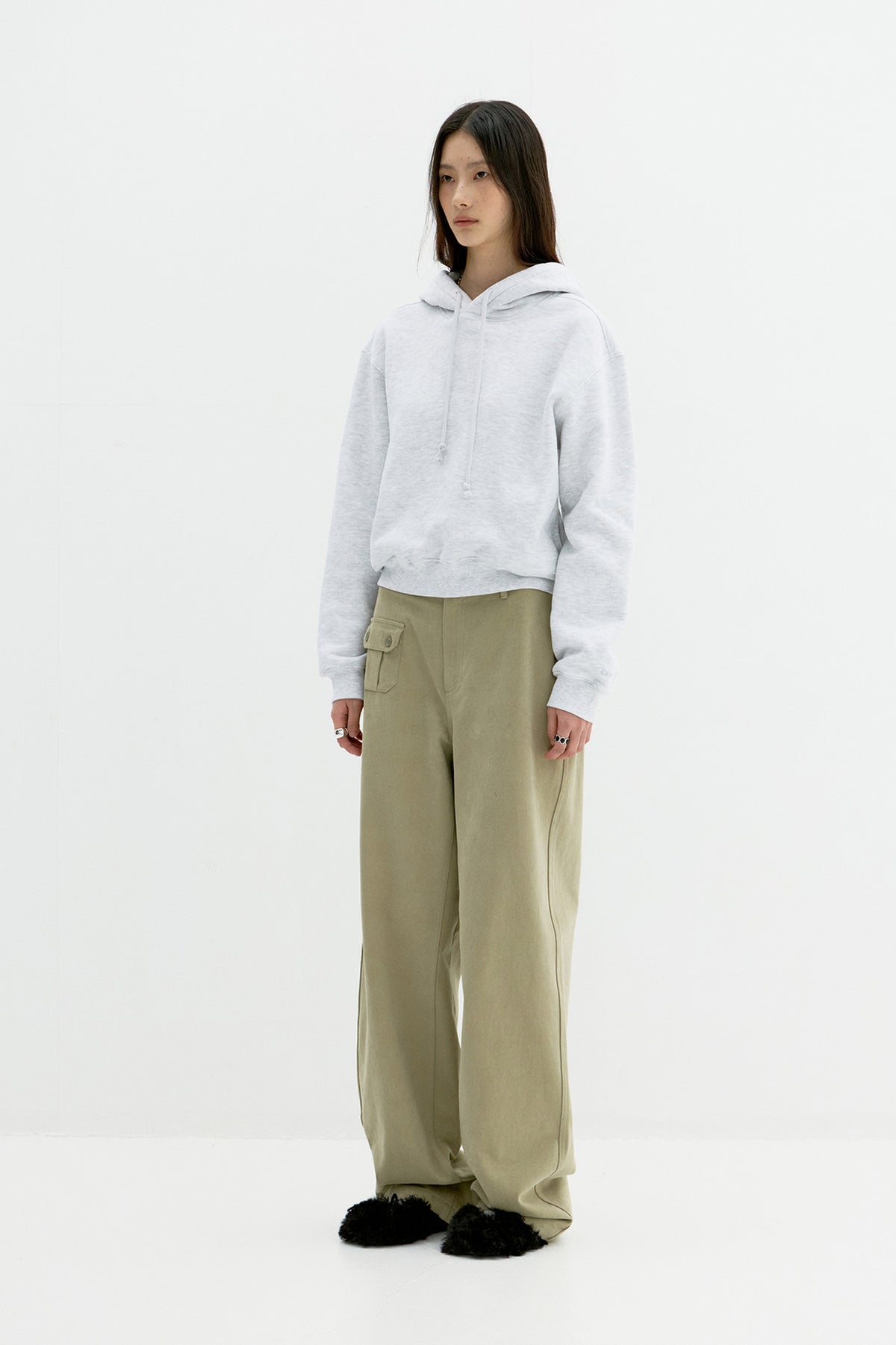 Coor - Soft Cropped Hoodie (Melange Light Gray) product image 3 | TRAB K-Fashion Australia