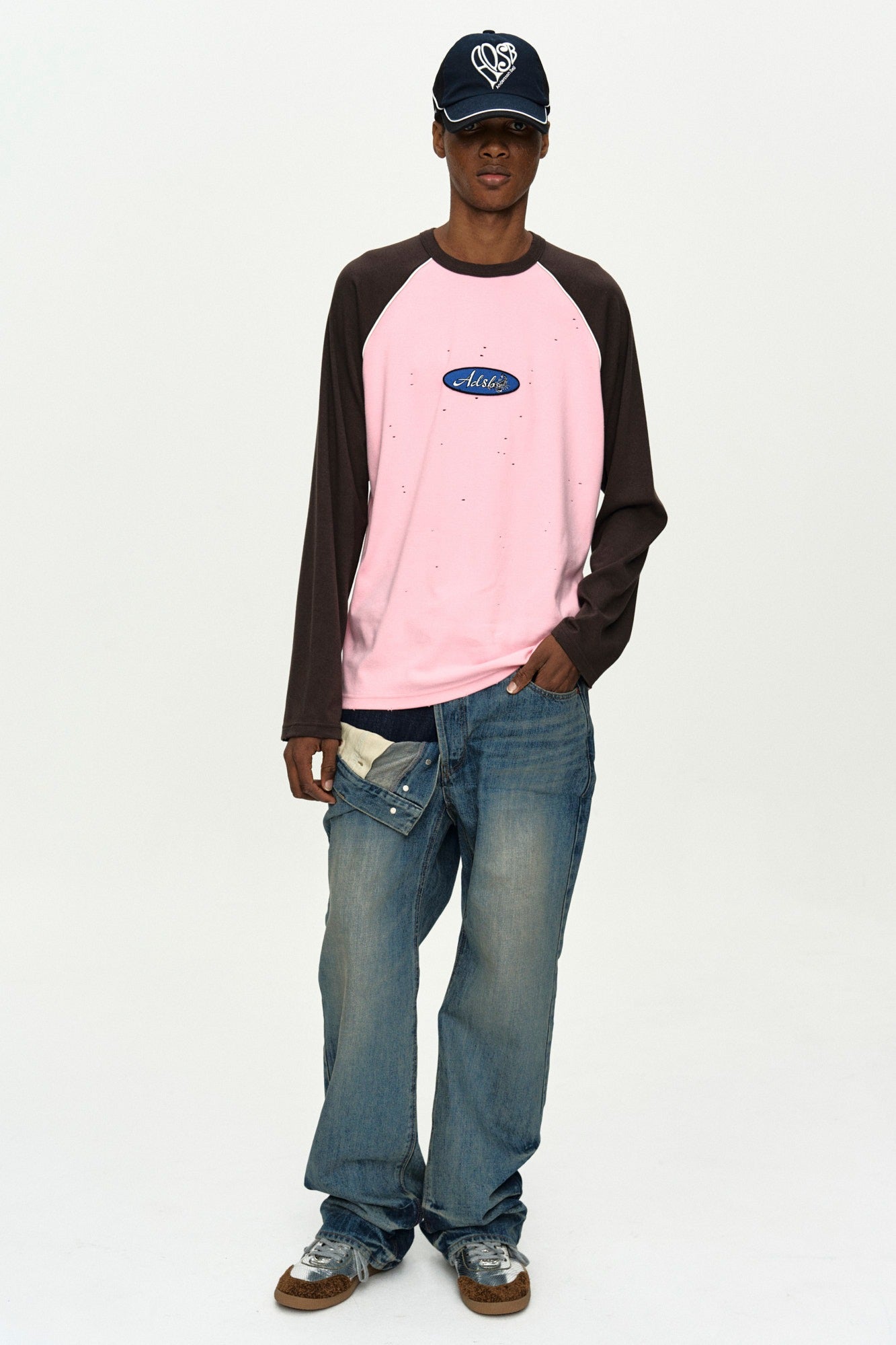 Andersson Bell - Logo Wappen Raglan L/s T-Shirt (Pink/Brown) product image 1 | TRAB K-Fashion Australia