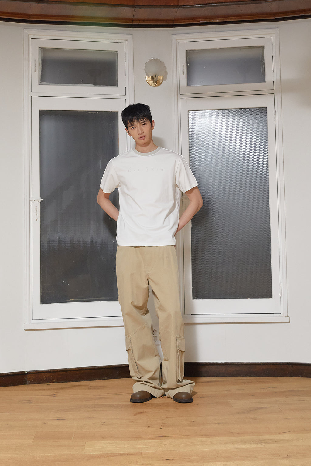 Matin Kim - Color Line Point Logo Top (White) product image 9 | TRAB K-Fashion Australia