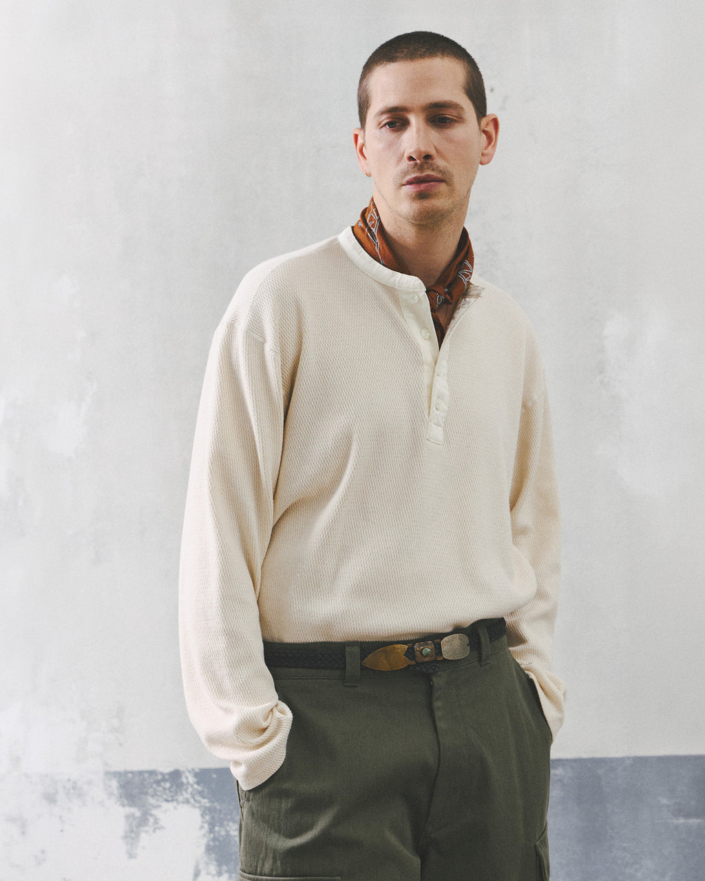 Eastlogue - Anchor Line Henley Neck L.s T-shirts (Cream) product image 3 | TRAB K-Fashion Australia