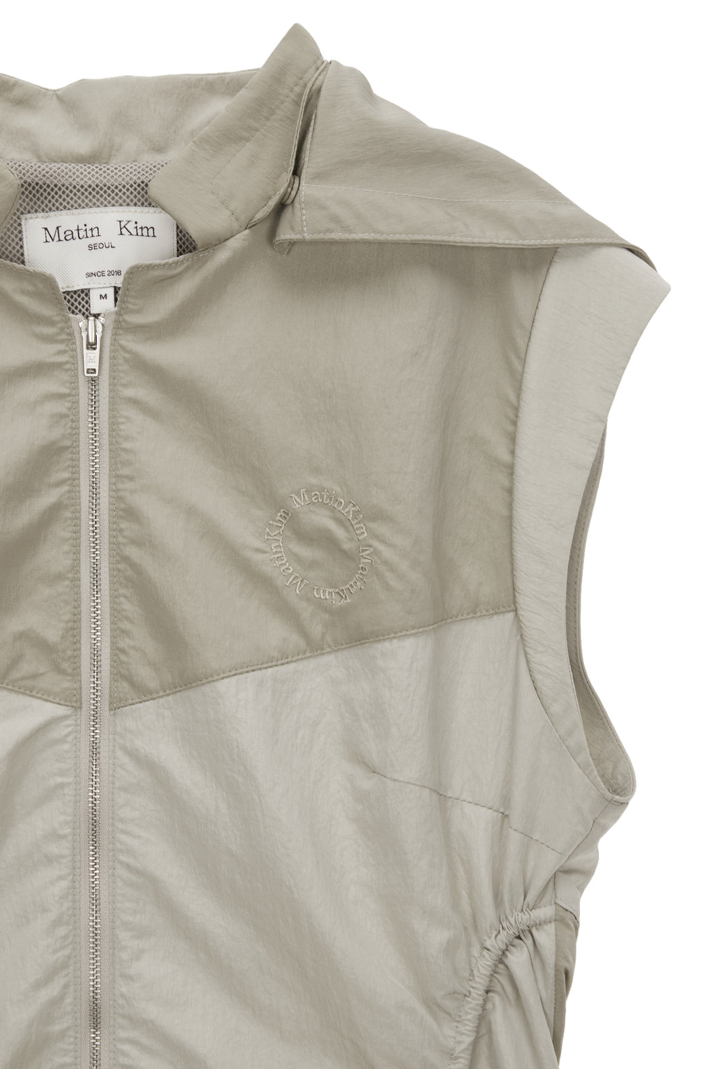 Matin Kim - Shirring Sleeveless Zip Up Dress (Beige) product image 3 | TRAB K-Fashion Australia