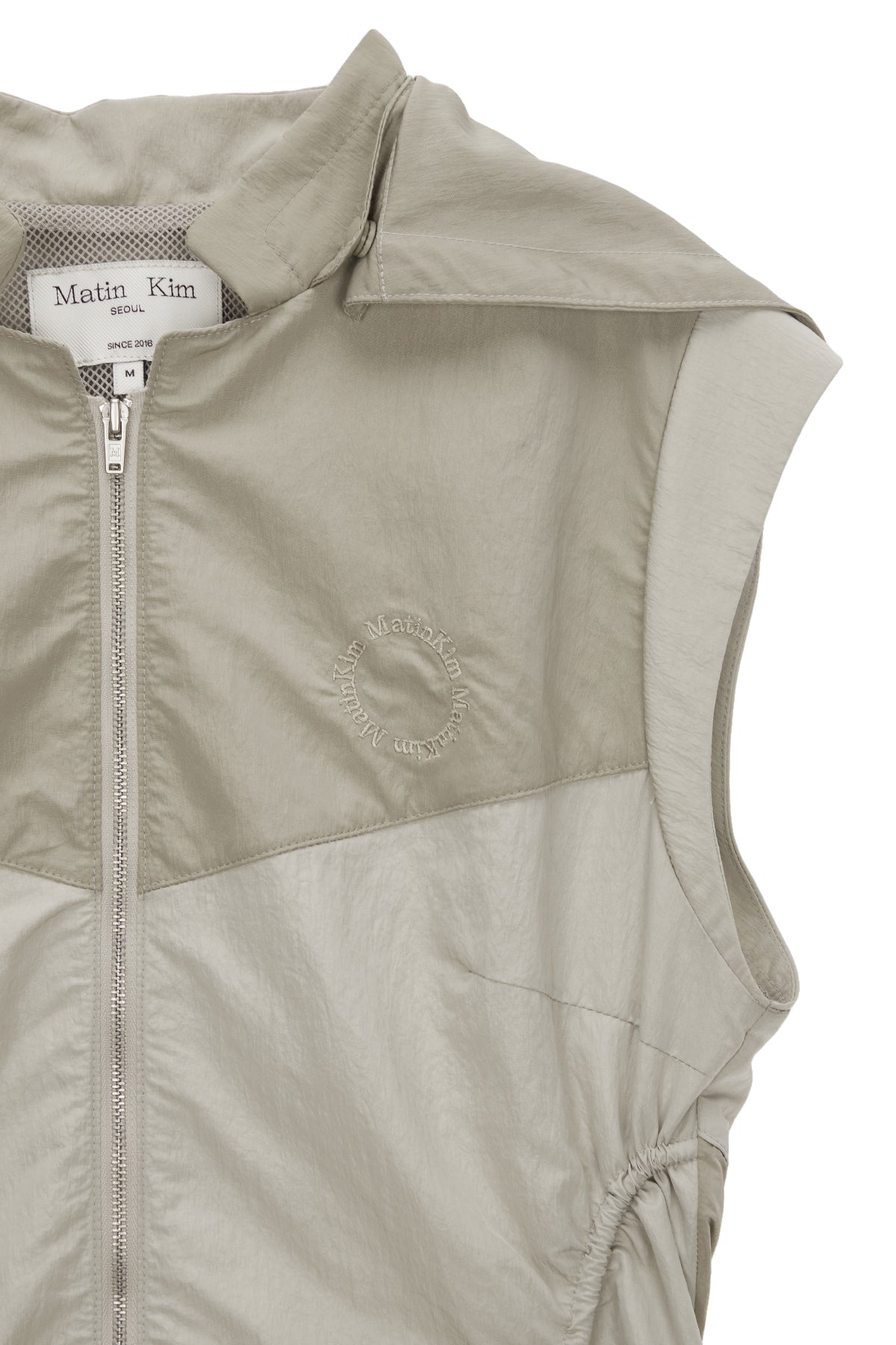 Matin Kim - Shirring Sleeveless Zip Up Dress (Beige) product image 3 | TRAB K-Fashion Australia