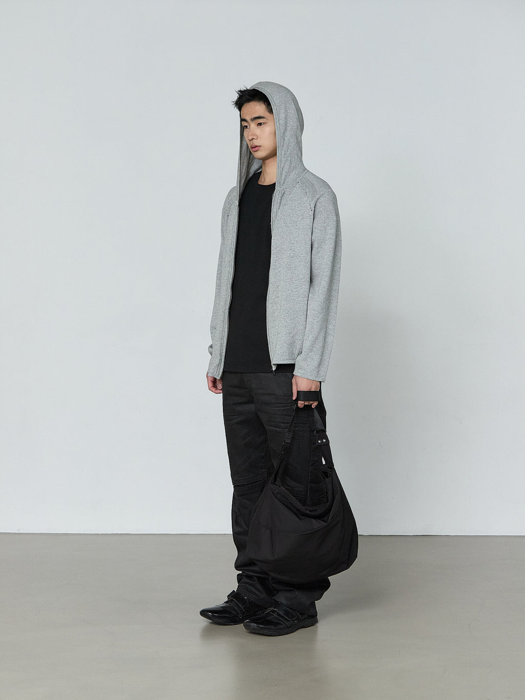 San San Gear - Knit Zip-Up Hoodie (Melange Grey) product image 1 | TRAB K-Fashion Australia