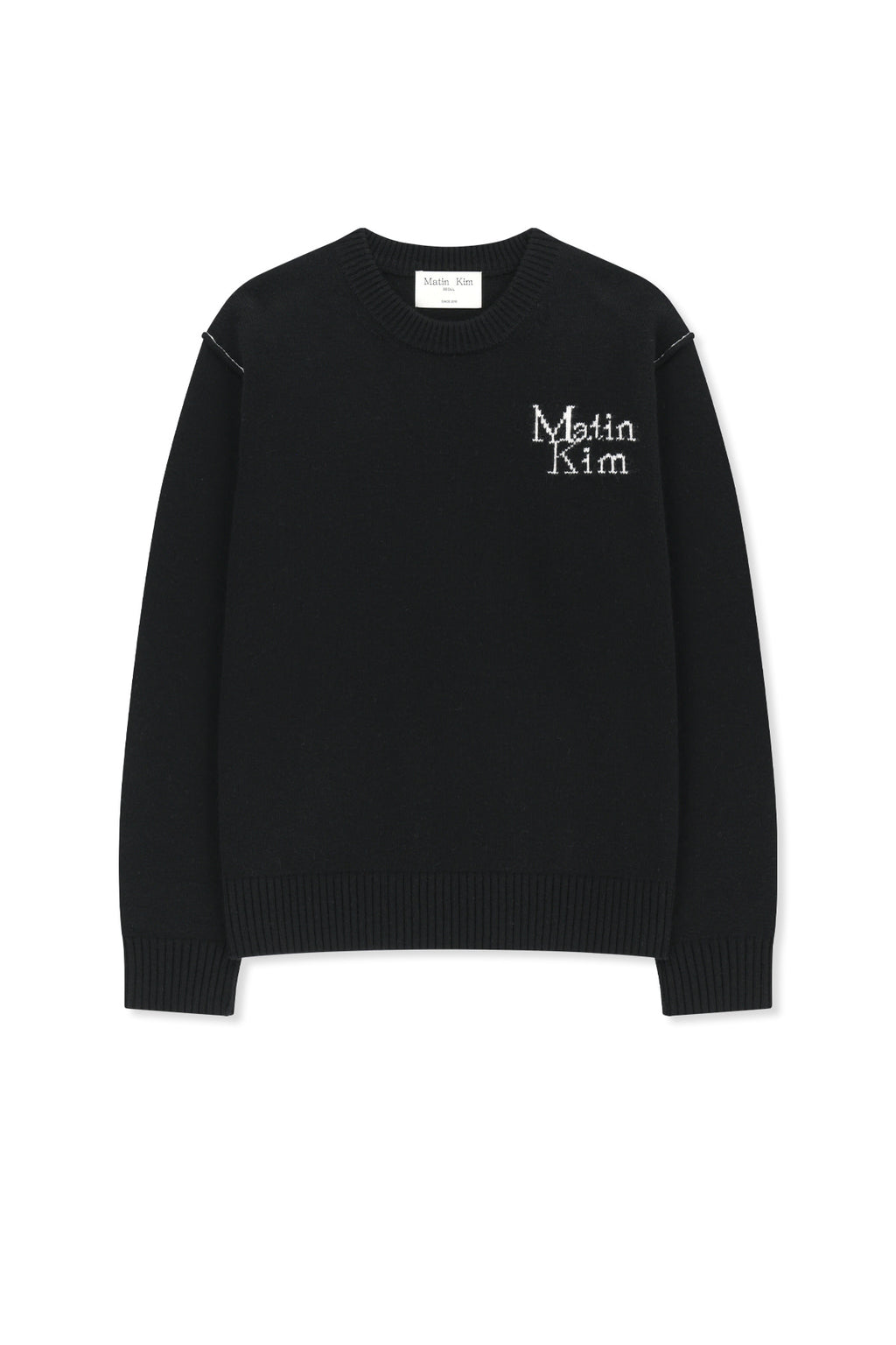 Matin Kim - Grid Logo Cashmere Blended Knit Pullover (Black) product image 12 | TRAB K-Fashion Australia