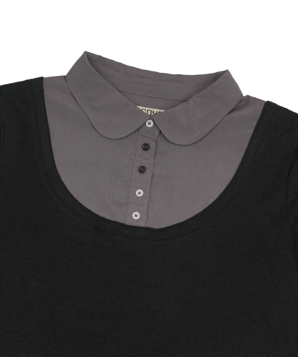 Coyseio - Layered Shirt Cardigan Shirring Dress (Black) product image 12 | TRAB K-Fashion Australia