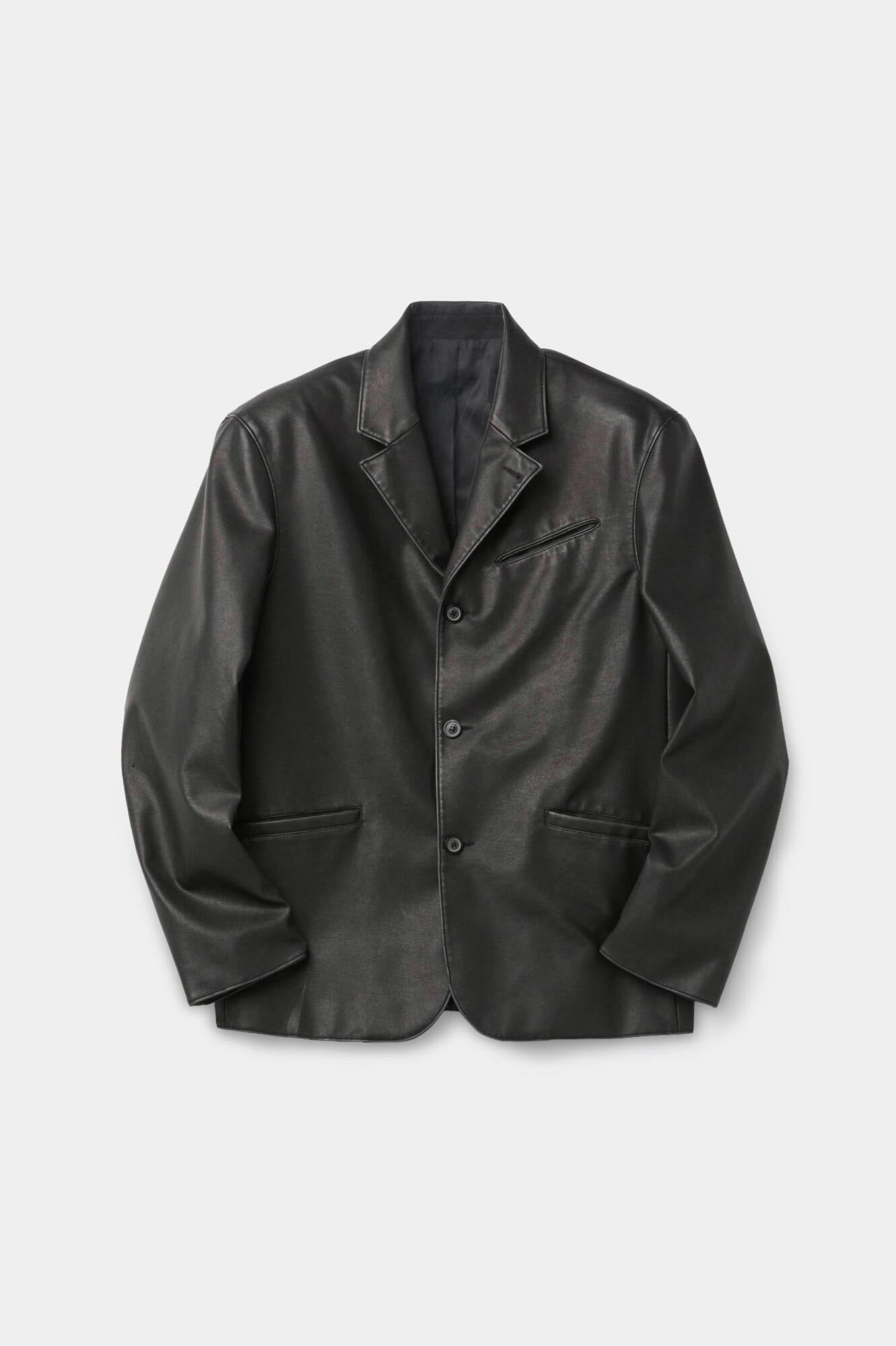 Coor - Washed Fake Leather Blazer (Washed Black) product image 1 | TRAB K-Fashion Australia