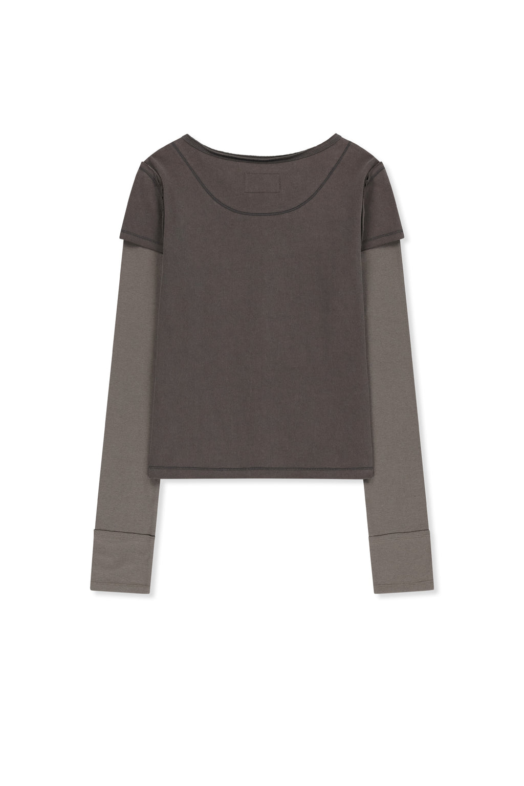 Matin Kim - Faded Color Block Layered Button Top (Cocoa) product image 2 | TRAB K-Fashion Australia