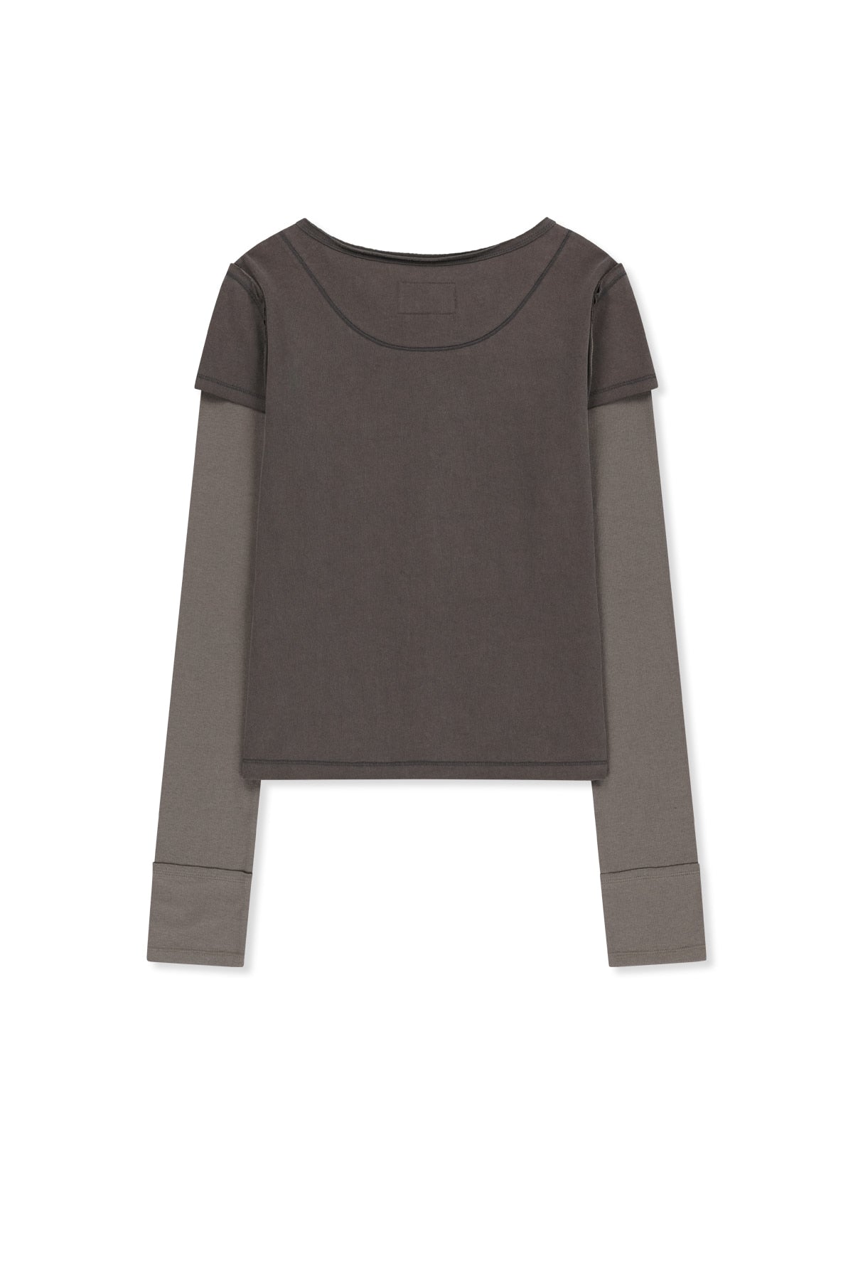 Matin Kim - Faded Color Block Layered Button Top (Cocoa) product image 2 | TRAB K-Fashion Australia