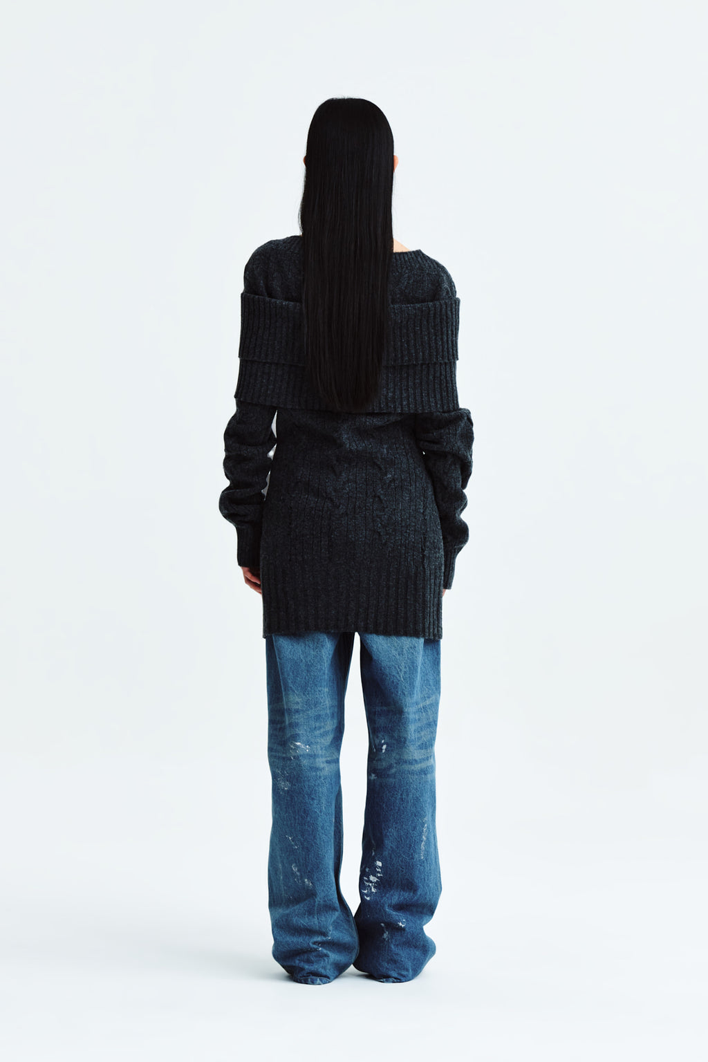 Matin Kim - Button Point Shawl Knit Muffler (Charcoal) product image 7 | TRAB K-Fashion Australia